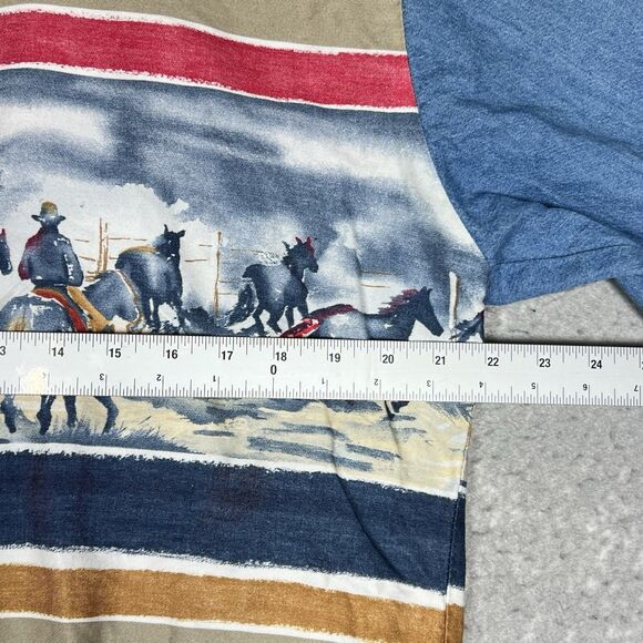 VTG Roper Western Border Rodeo Print Shirt Men’s Large Cowboy Rodeo Ranch Horses - Picture 6 of 14